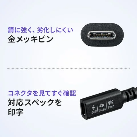 金メッキピンと印字スペックの拡大図。
