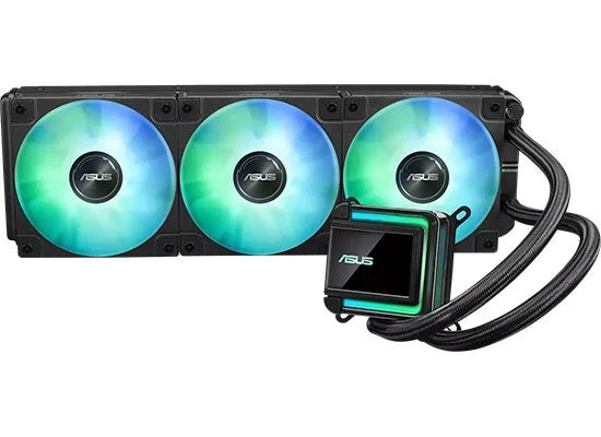 ASUS LC 360 ARGBのラジエーターと3基のARGBファン、ウォーターブロック