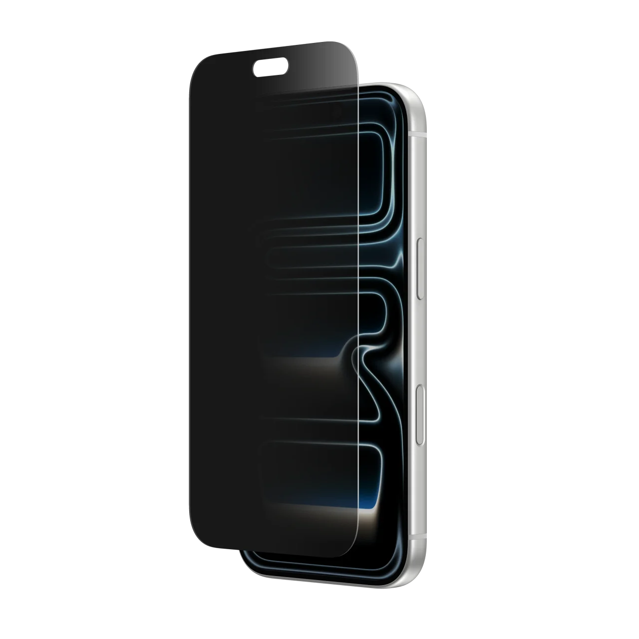 ScreenForce™ Tempered Glass のぞき見防止フィルムの斜め角度での外観