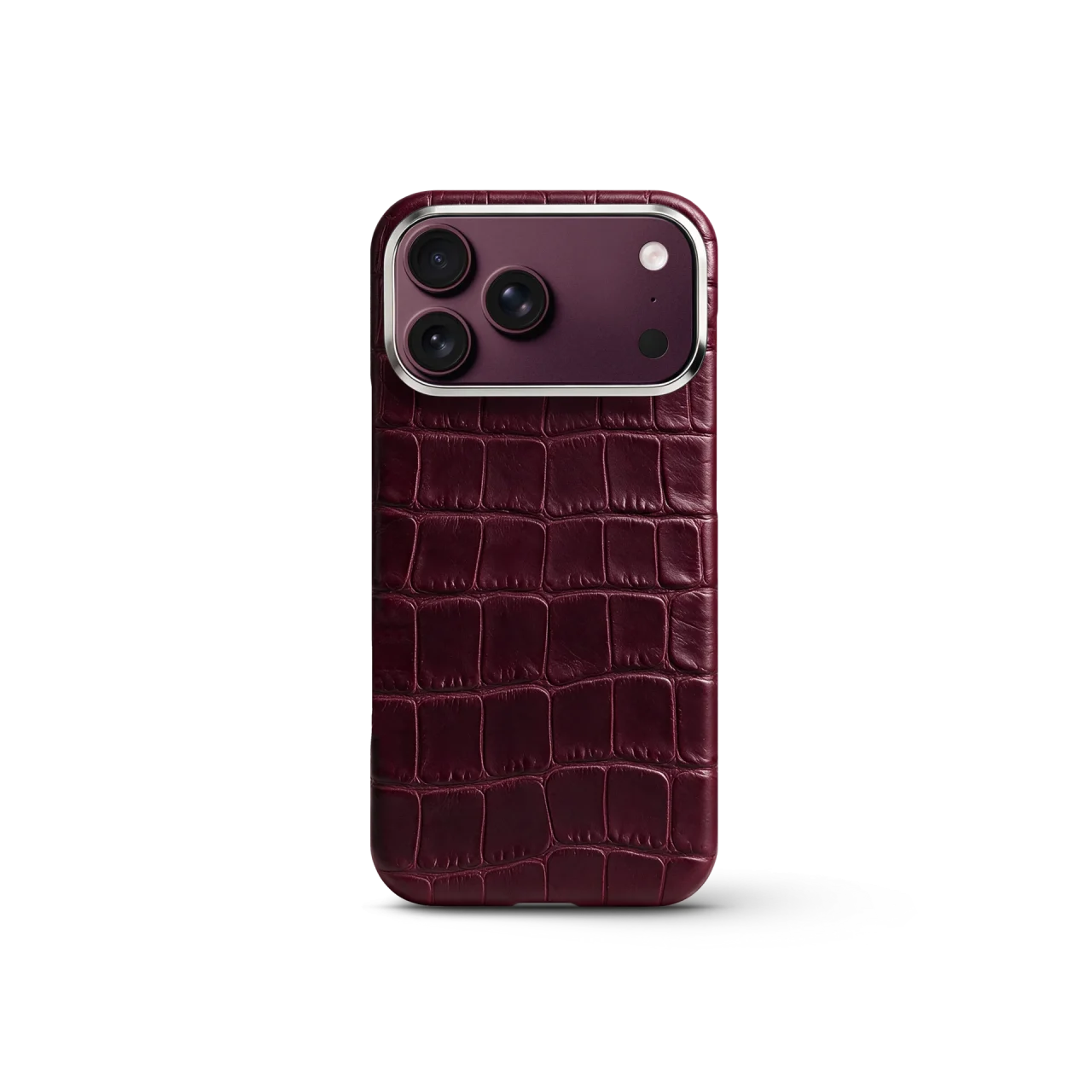 iPhone Case 17/18 - Alligator - Burgundyの赤褐色アリゲーターレザーケース