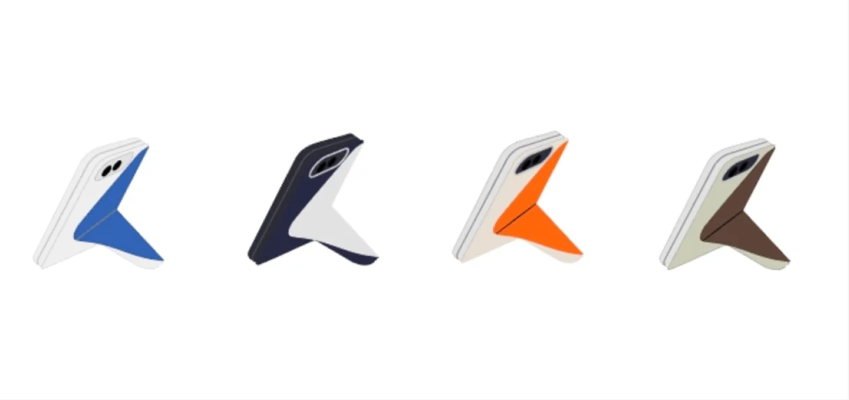 ダイナミックフォリオ For iPhone Duoの4色のスタンド展開図