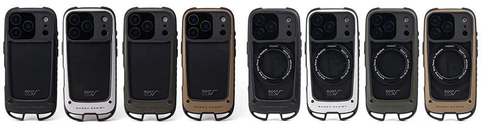 ROOT CO. GRAVITY Hold.シリーズのiPhoneケース8種を並べた画像