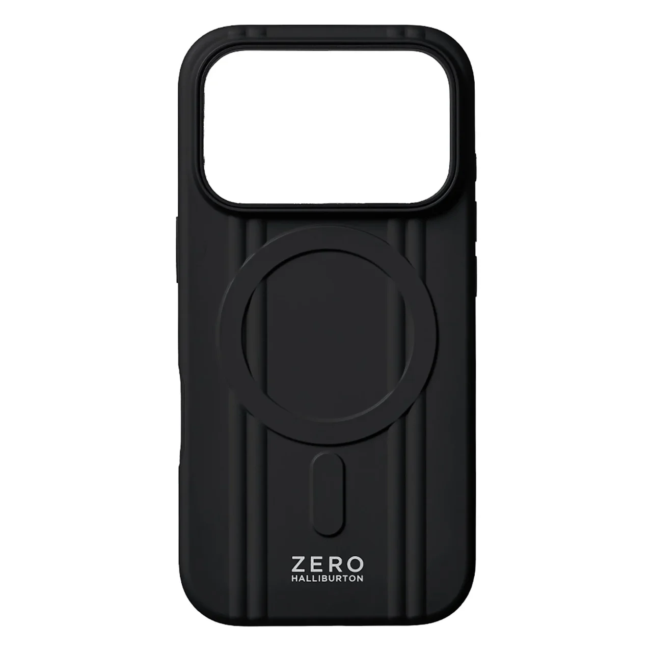 ZERO HALLIBURTON Hybrid Shockproof Case for iPhone 18 Pro/17 Pro Blackの背面。ダブルリブと