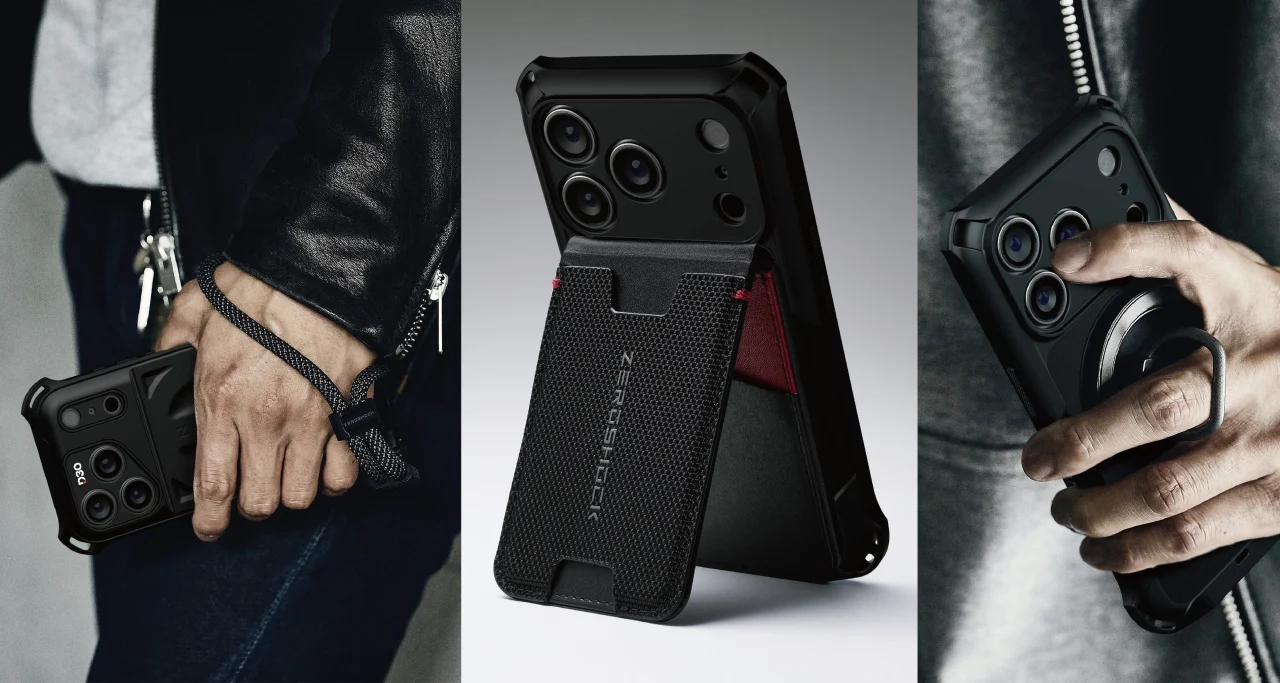 ZEROSHOCKのストラップ・スマホリング・カードケースとiPhoneケースの組み合わせ
