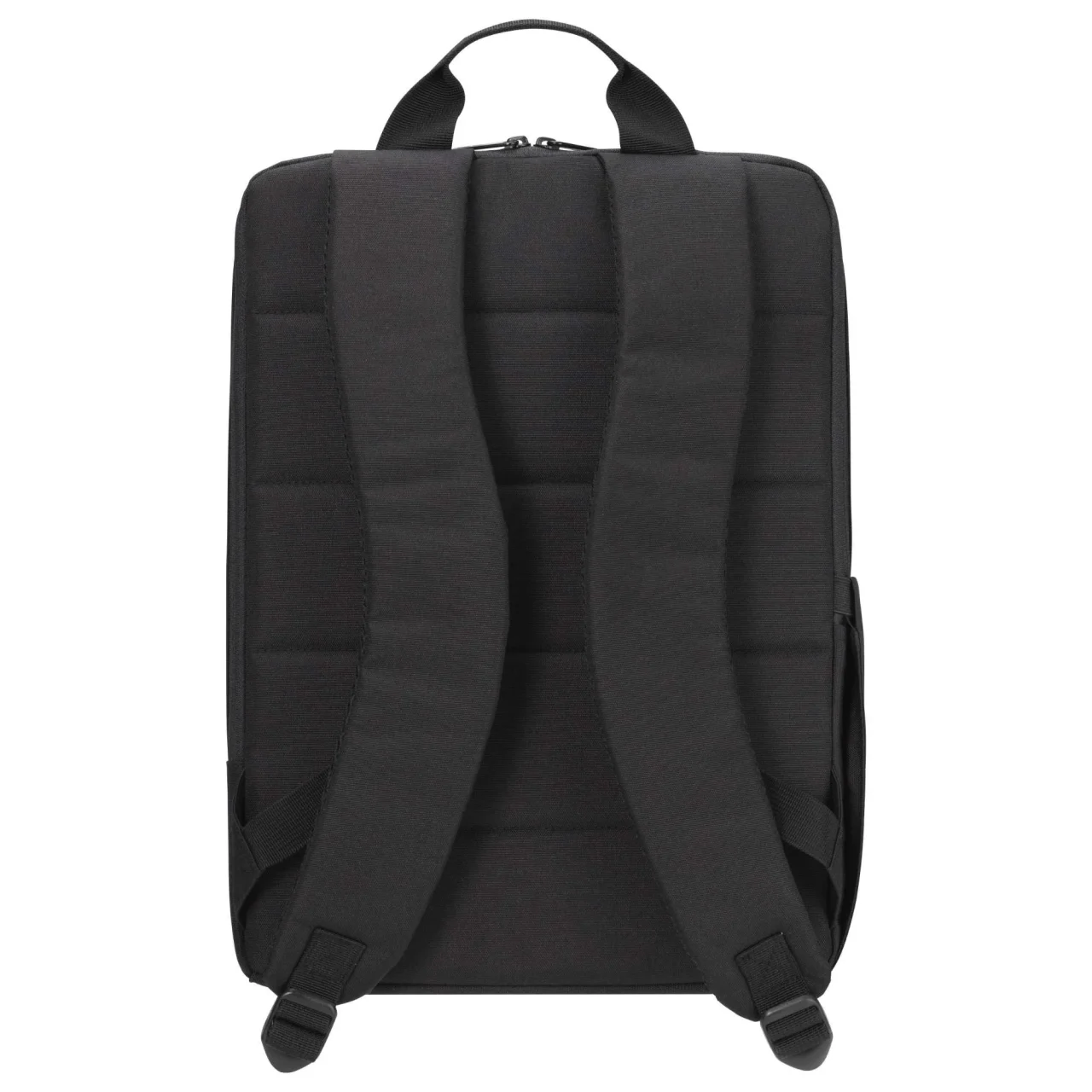 ASUS AP4600 Backpackの背面。クッション付きショルダーハーネスとトップハンドルが確認できる。