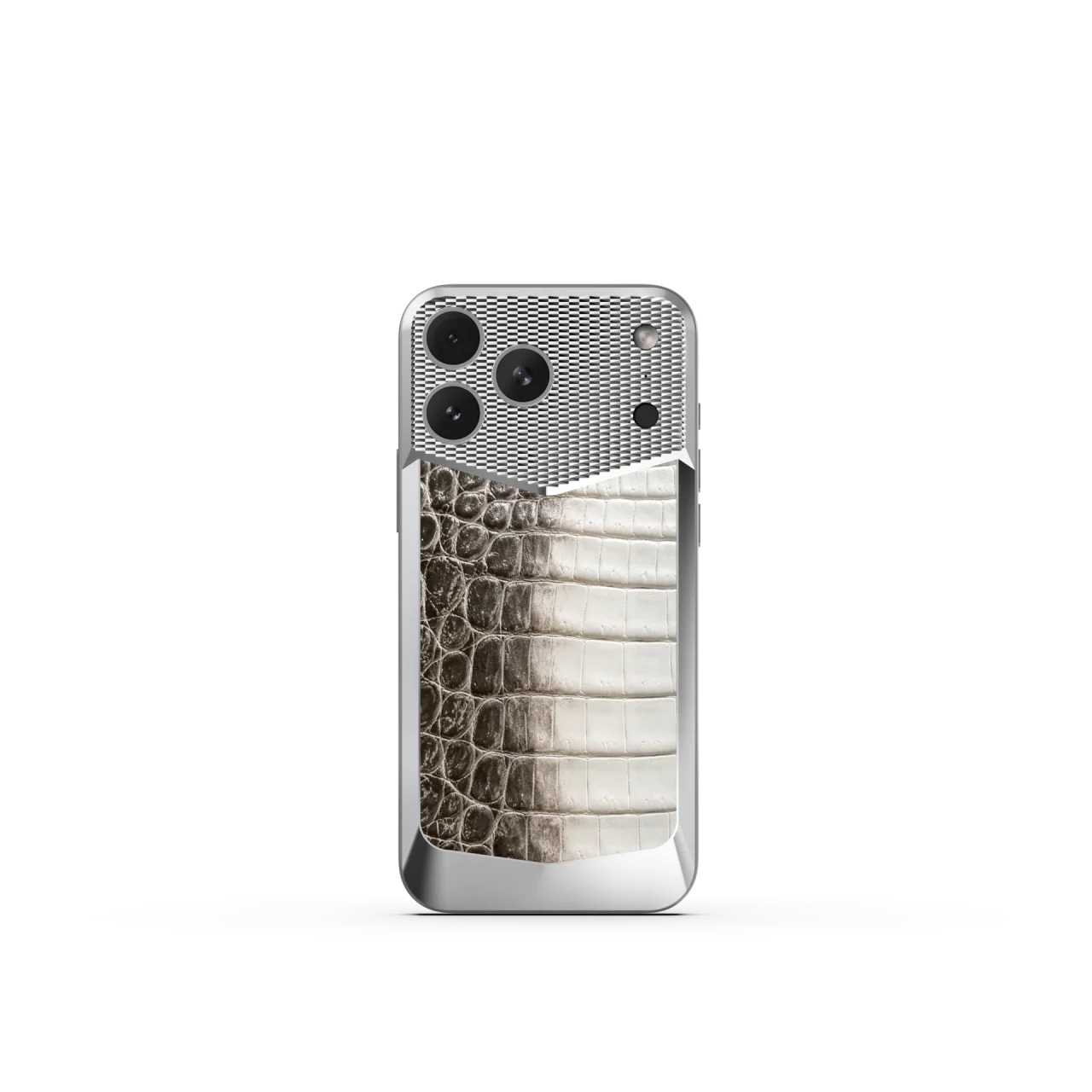 iPhone Case / EV18 - Magnetic Shield Crocodile Edition - Himalaya。上部メタルと下部クロコダイル