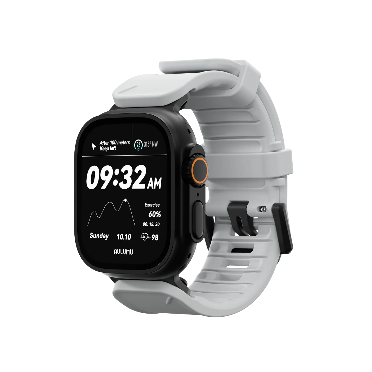 ロックホワイトバンドのC05 FKMウォッチバンド。Apple Watch装着例