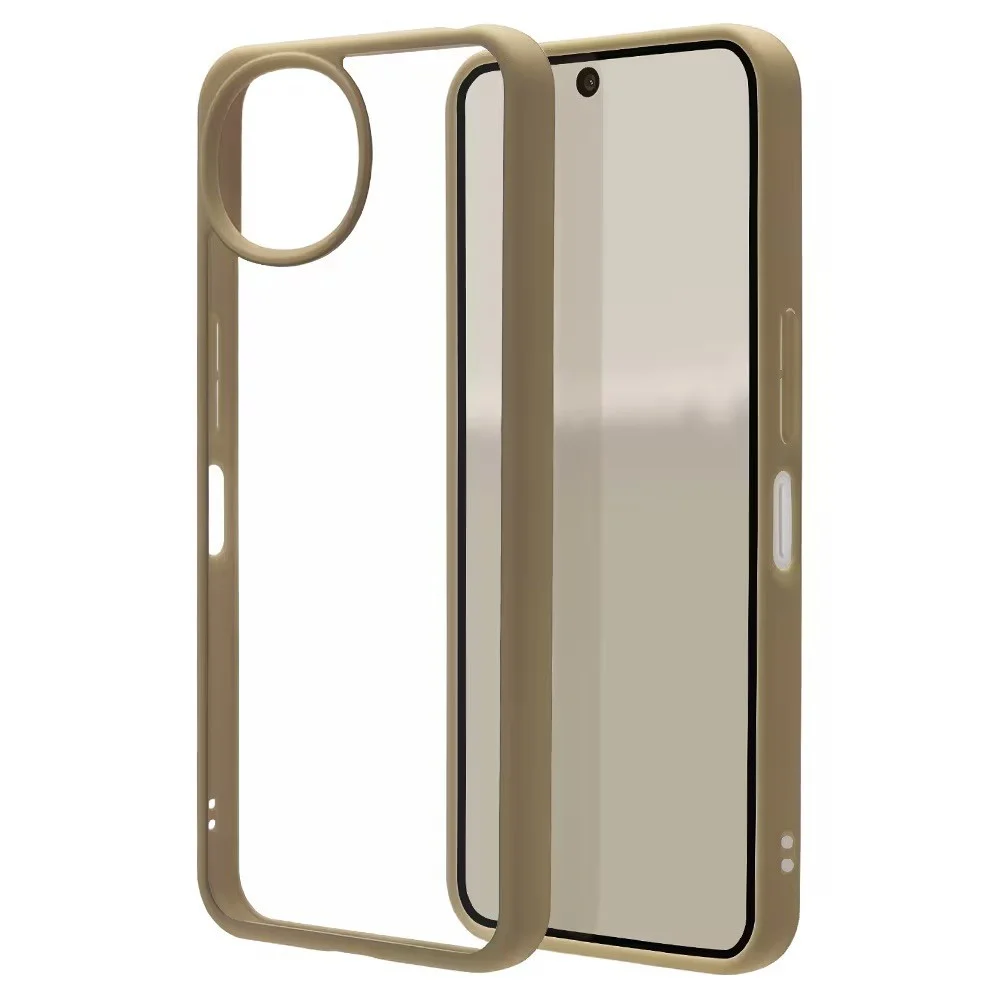 カーキ×クリアのカラーハイブリッドケース