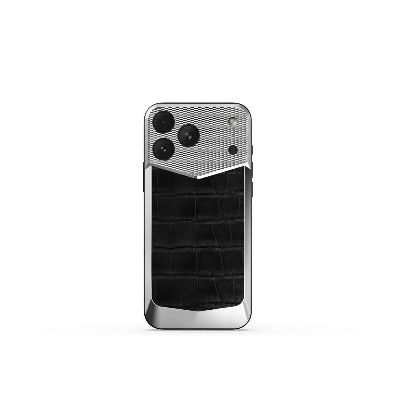 iPhone Case / EV18 - Magnetic Shield Alligator Edition - Black。黒いアリゲーターレザーとメタル製メ