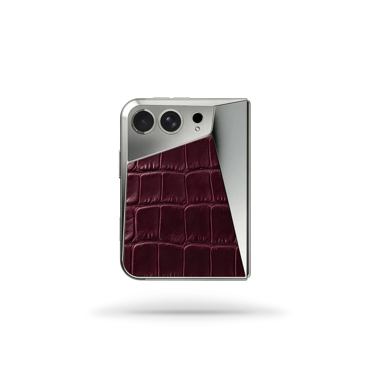 iPhone Case Duo / EV - Magnetic Shield Alligator Edition - Burgundy。赤いアリゲーターレザーと