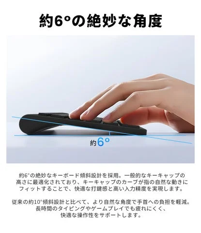 キーボードの6度傾斜設計