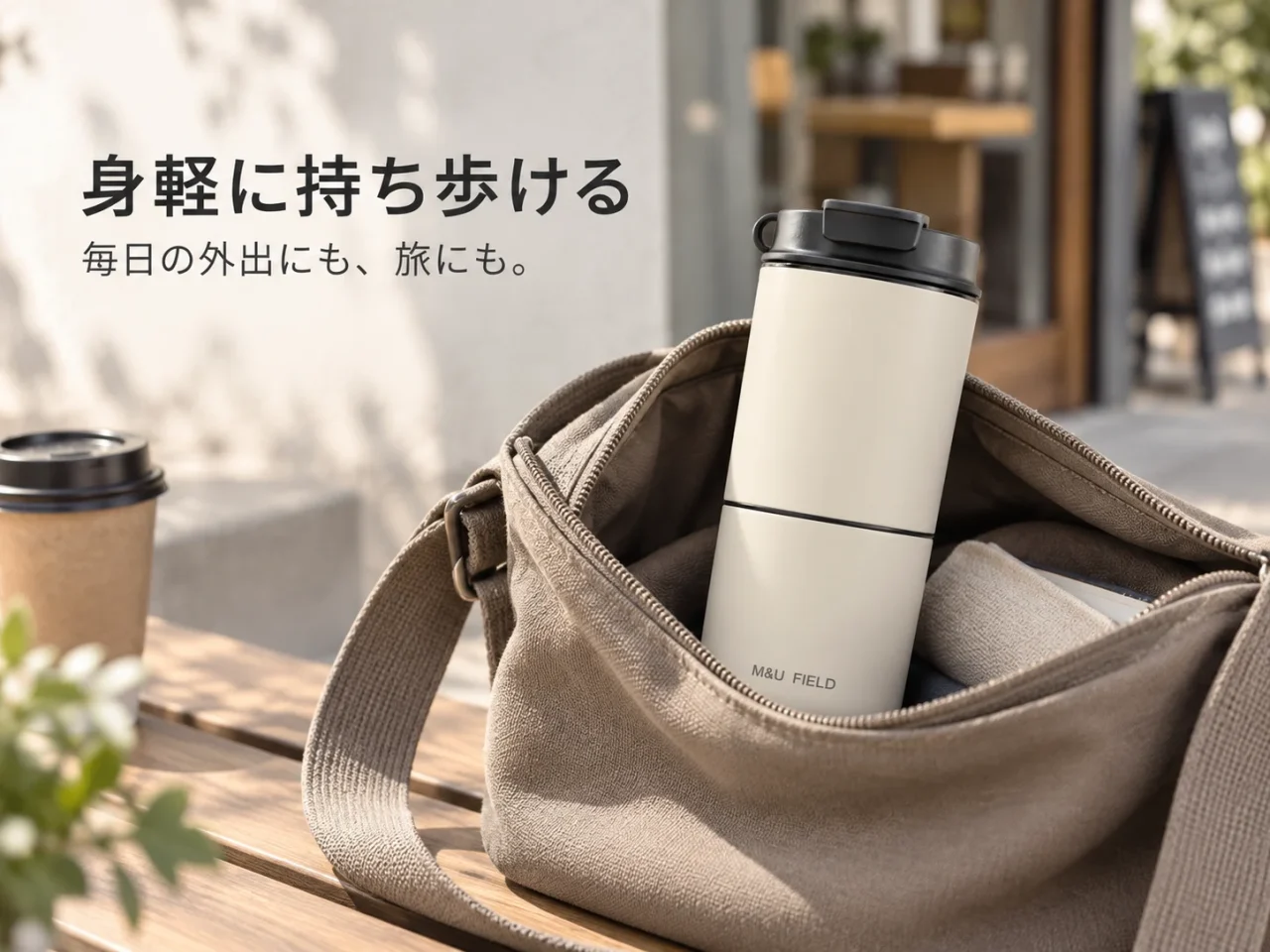 M&U FIELDポータブルコーヒーメーカーをバッグに入れた様子