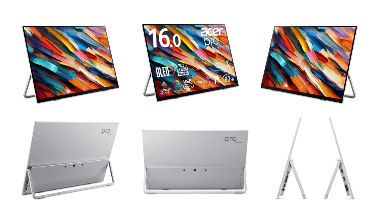 Acer ProDesigner PE160Wsmiuuxの正面・背面・側面を複数角度から示した製品写真