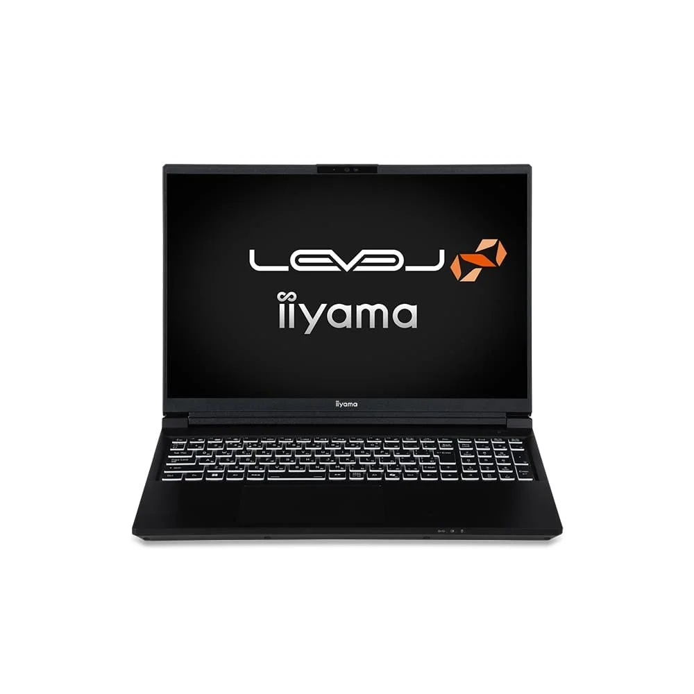 LEVEL-16WR174-U7P-UKPX-PALの黒いノートPCで、画面にLEVEL∞とiiyamaのロゴが表示されている