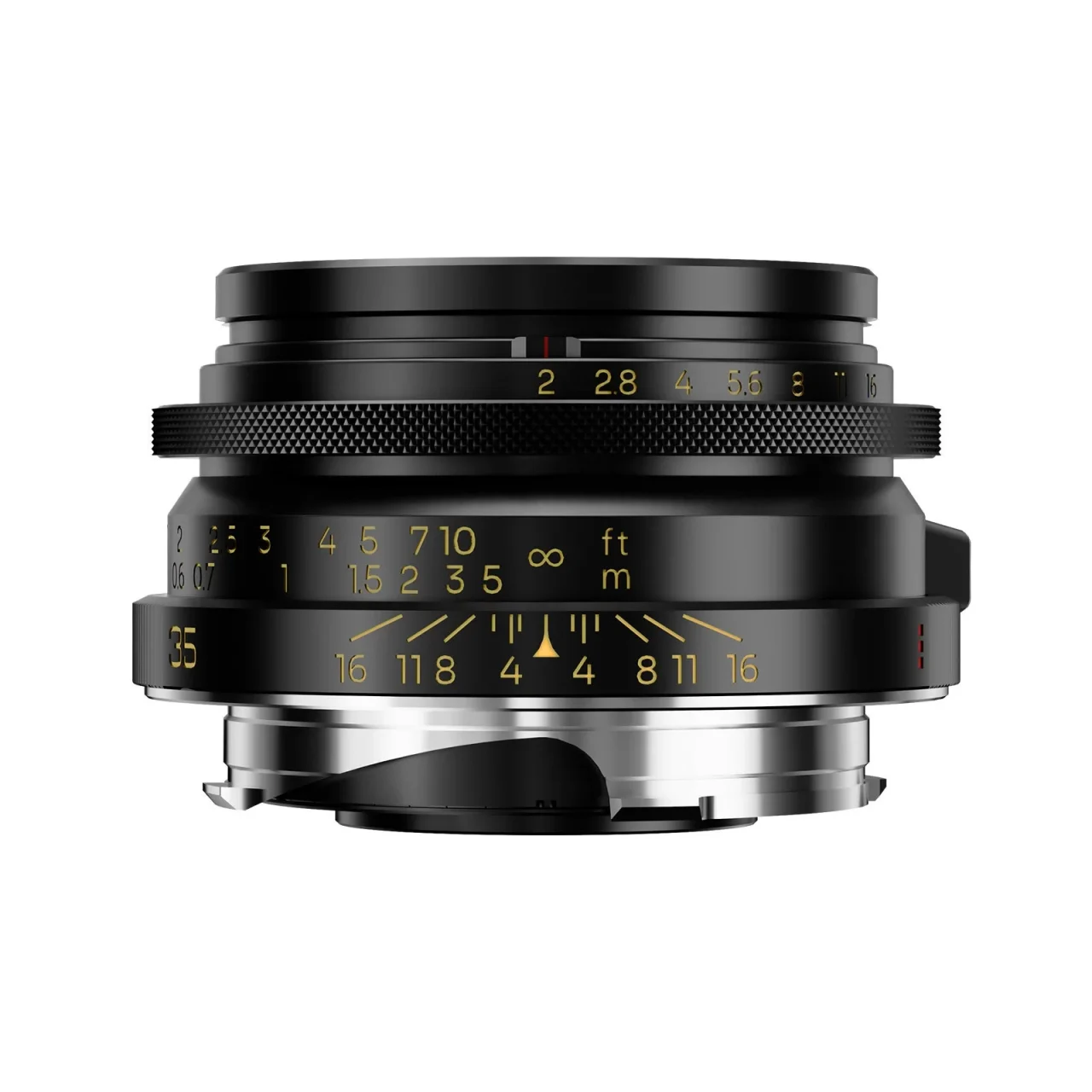 Thypoch「Ksana」35mm f/2 ASPH. ブラックペイントの黒い鏡筒と金色の印字