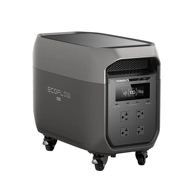 EcoFlow DELTA 3 Max Trolleyの本体と4輪キャスターを備えた外観