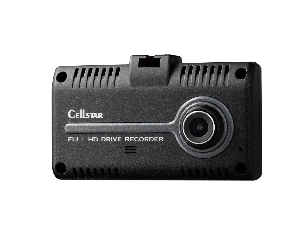 ドライブレコーダーCS-P220の本体。黒い筐体にレンズとCellstarのロゴが確認できる。