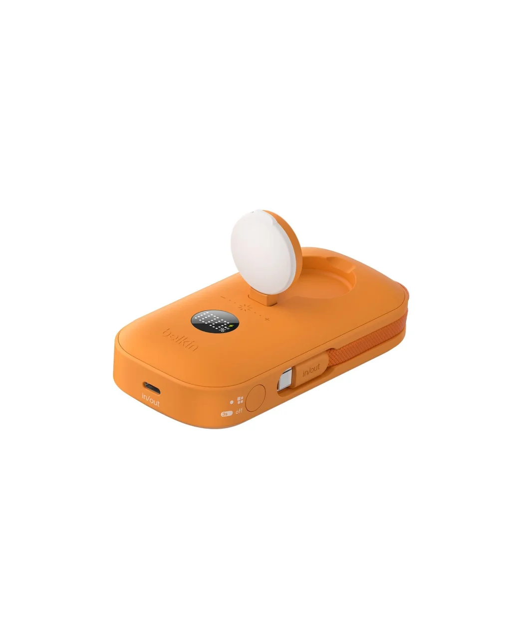 オレンジ色のBoostCharge Pro モーションセンサーライト搭載 モバイルバッテリー 10,000mAh