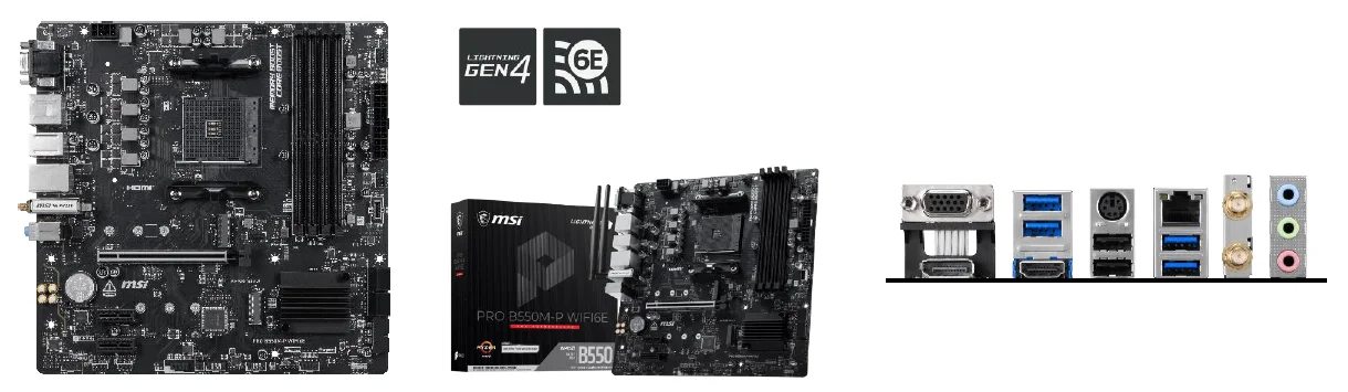 MSI PRO B550M-P WIFI6Eマザーボードの構成図とI/Oポート