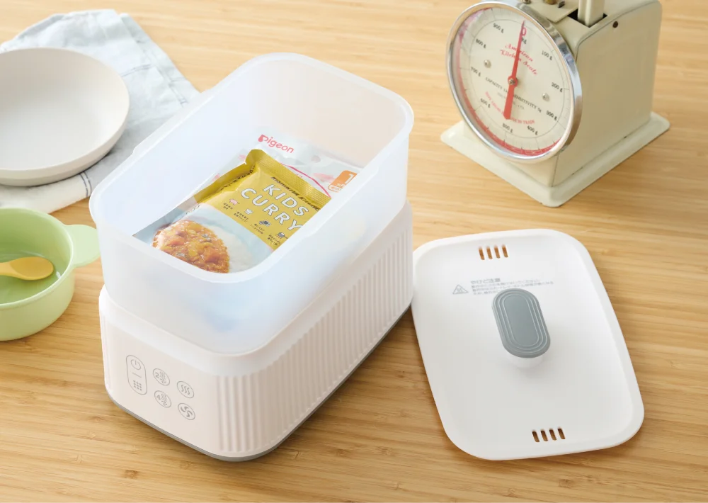 スチームメイト プレミアムにPigeon KIDS CURRYをセットした使用例