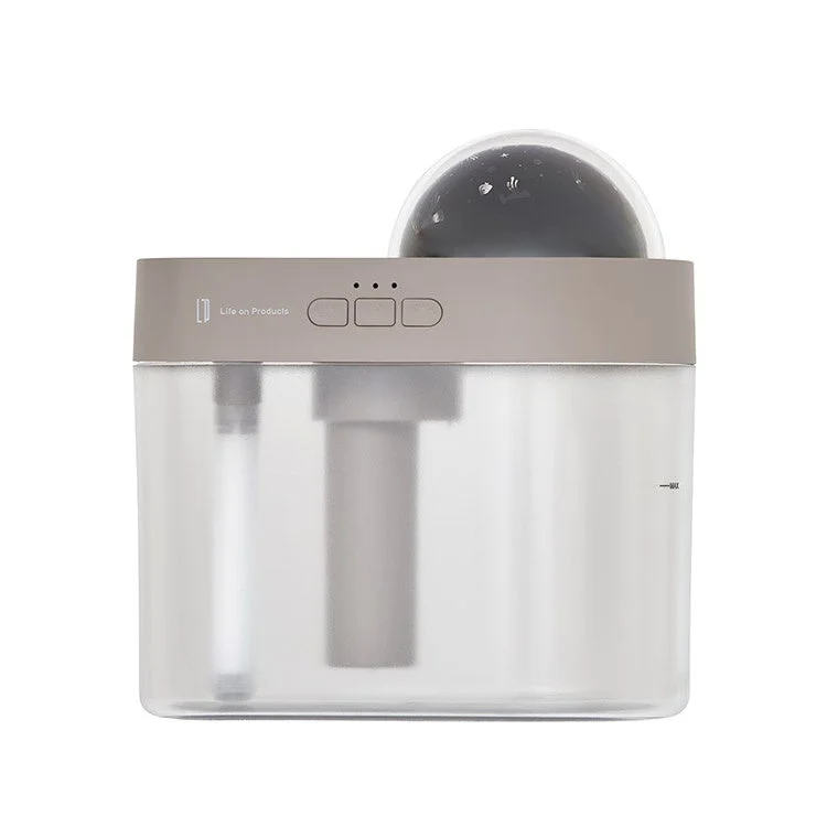充電式プラネタリウム加湿器 モカ（MO）の本体。上部にドーム型投影部と操作ボタン、下部に透明タンクを備えたデザイン。