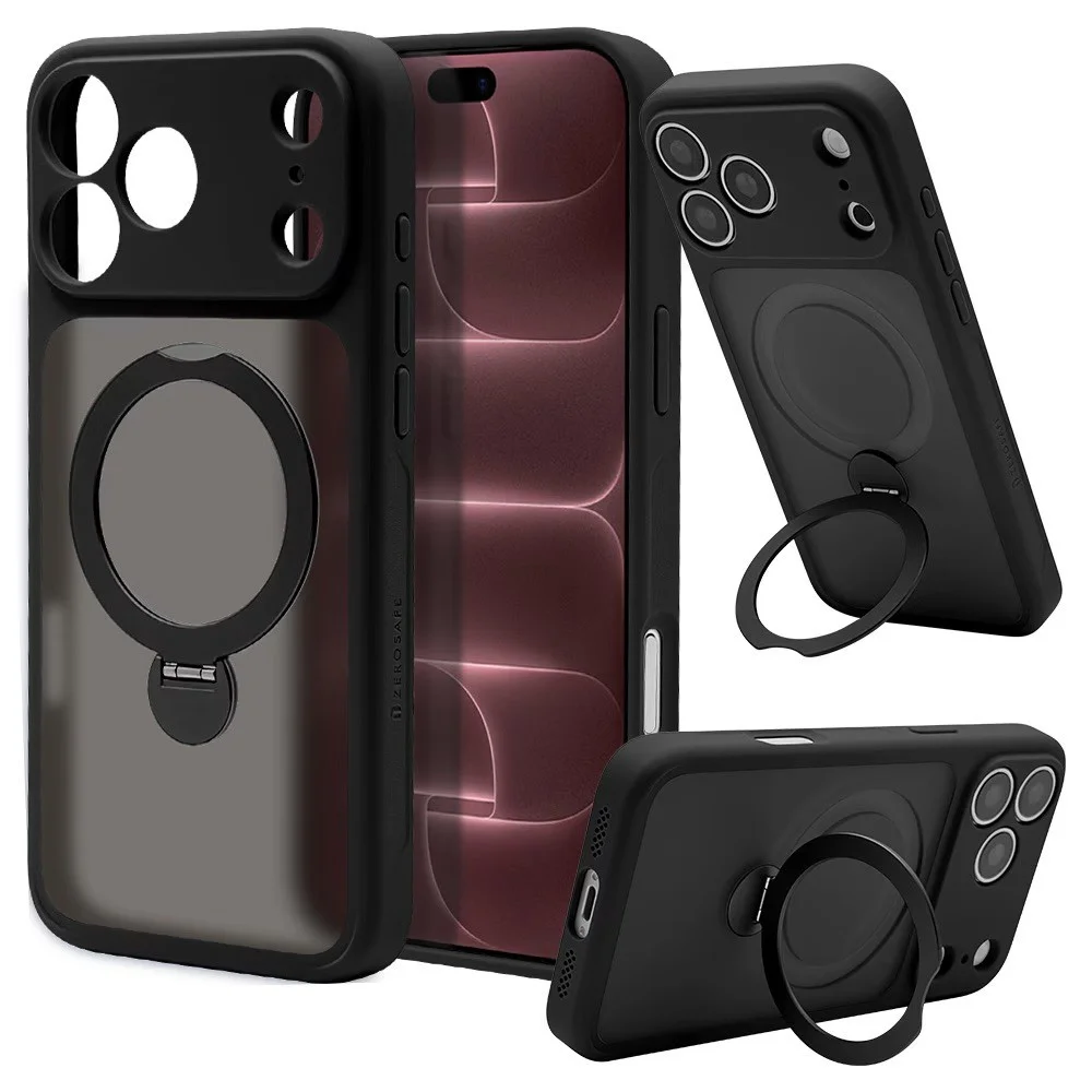 ZEROSAFE Shaft iPhone 18 Pro Max / 17 Pro Max 対応フロストブラックの背面とリング