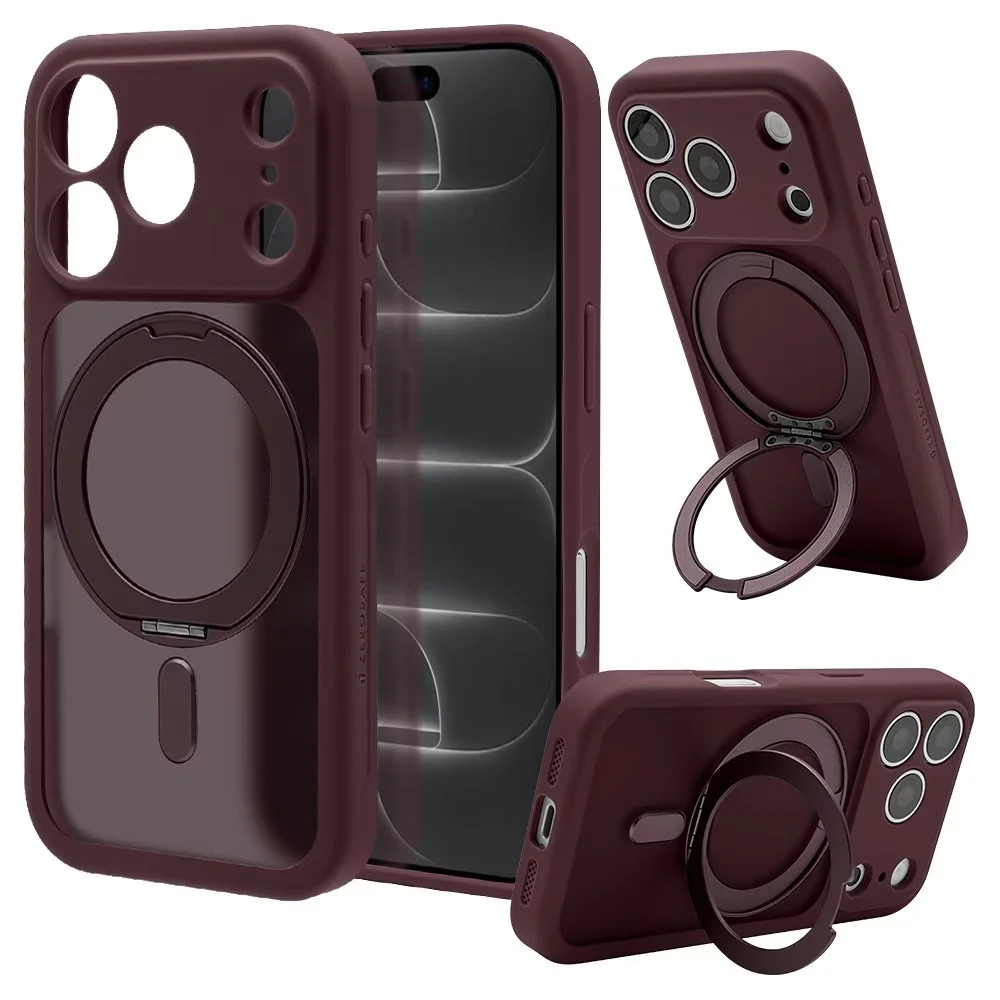 ZEROSAFE Circle iPhone 18 Pro / 17 Pro フロストダークレッドのリング付きケース