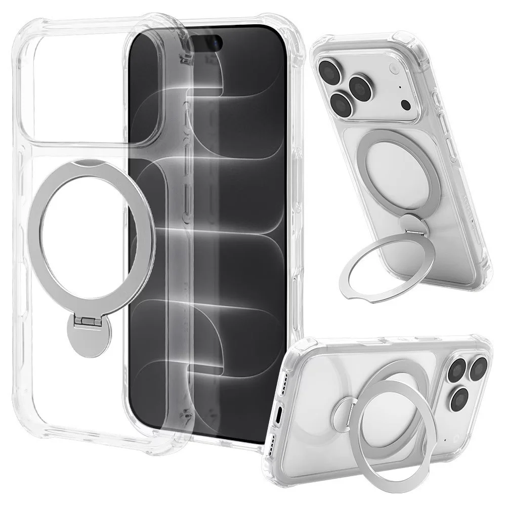 ZEROSAFE Crystal クリアのiPhone 18 Pro / 17 Pro用ケース。リング付きの透明な外観