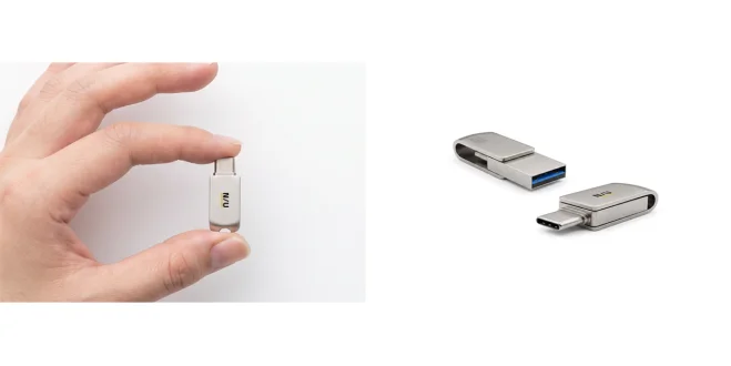 USBフラッシュメモリー「NU-UFDシリーズ」のメタルボディと回転式キャップ