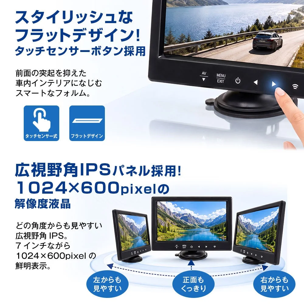 TKH704のIPSパネルと解像度、フラットデザインを説明する図