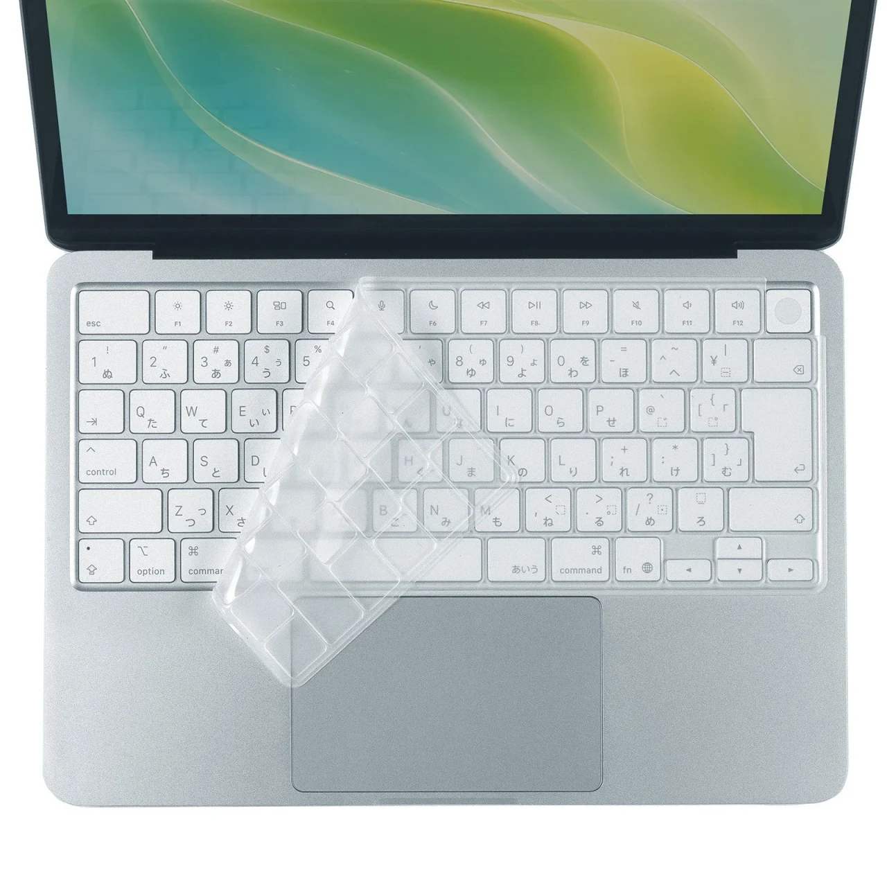 MacBook Neo 13.0インチ用シリコンキーボードカバーをめくった状態