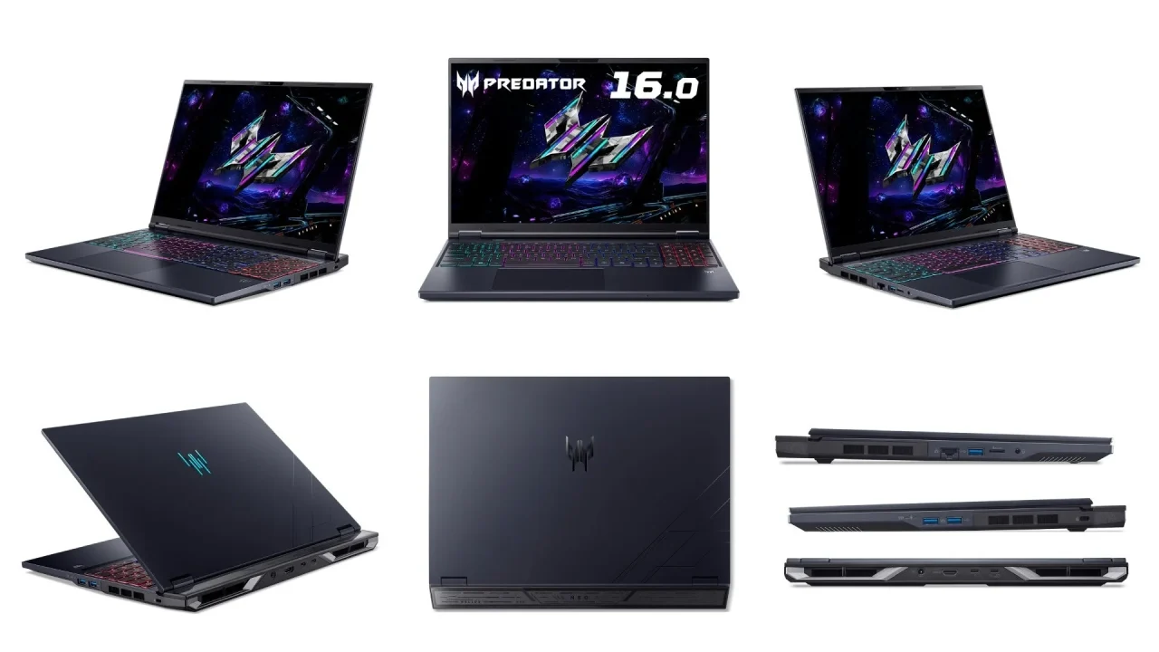 Predator Helios Neo 16 AIの前面・背面・側面を並べた外観