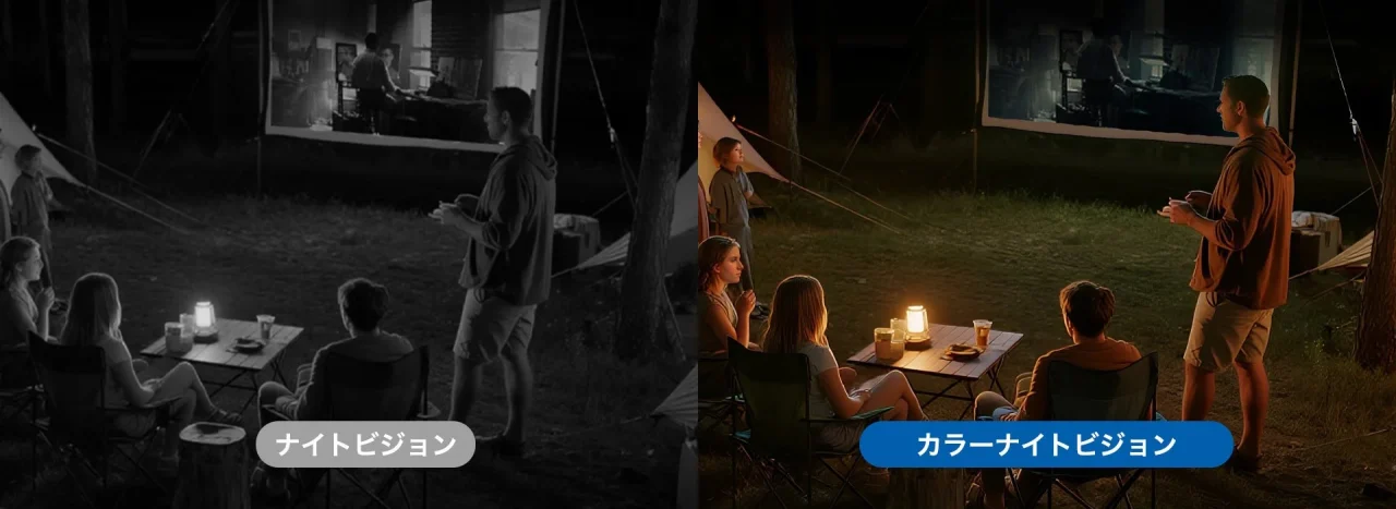 Tapo C665G KITのナイトビジョンとカラーナイトビジョンの比較画像