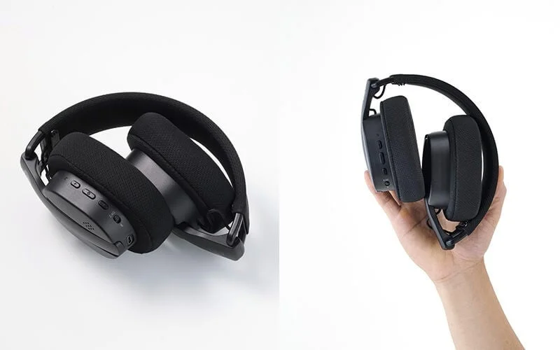 折りたたみ可能なワイヤレスゲーミングヘッドセットの黒い外観