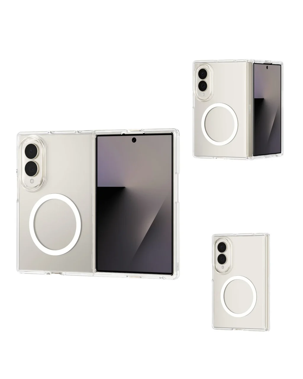 Galaxy Z Fold8 対応 Clearシリーズ 保護ケースの透明な外観と白いリング