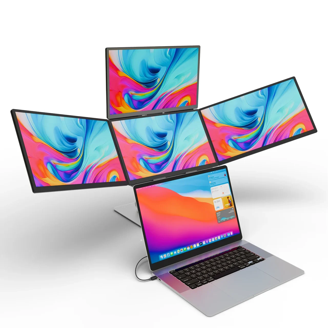 DIGI+18.5インチクアッドディスプレイシステムとノートPCで構成した5画面
