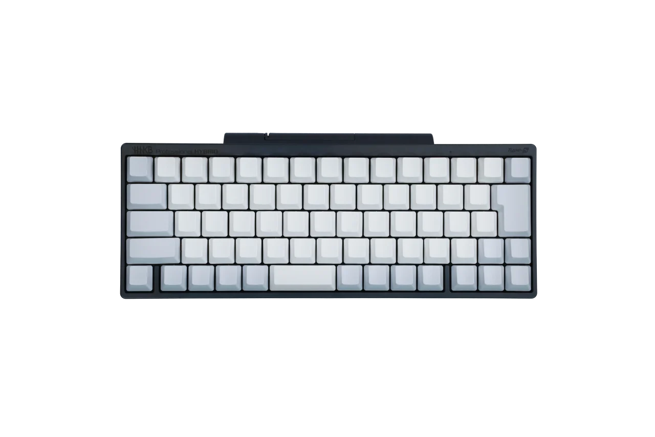 すべてのキーを無刻印に交換した白いキートップのHHKB