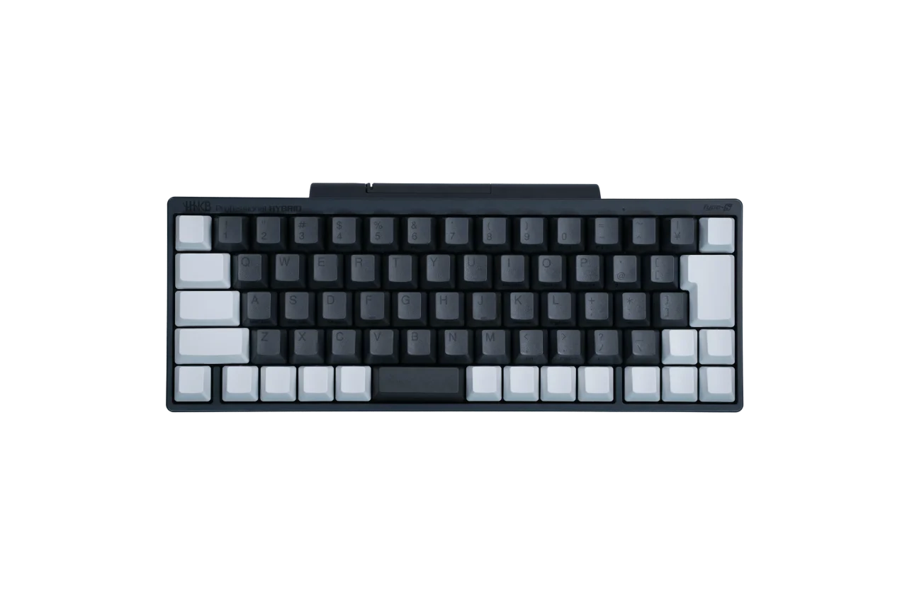 文字・数字キーの刻印を残したカスタマイズ例のHHKB。黒と白のキー配色