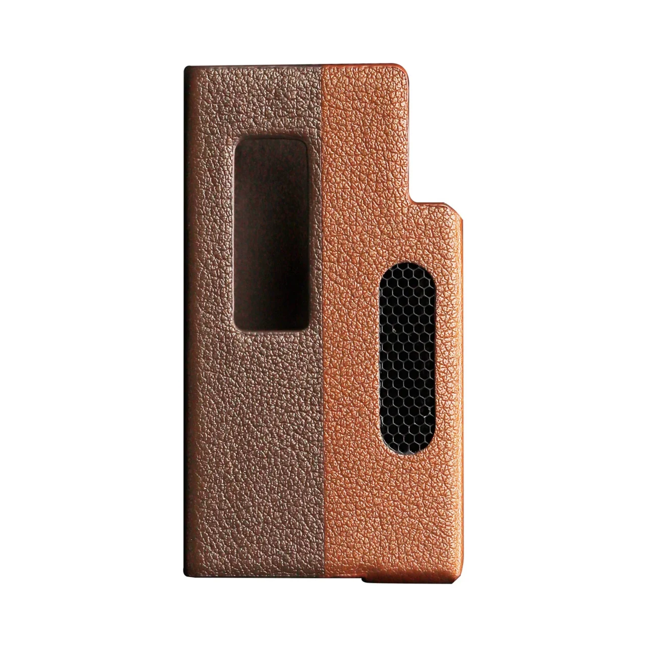UA7 CASE Brown。茶色と明るい銅色のレザー調ケースの正面