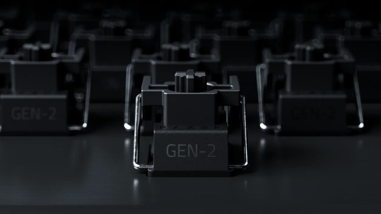 Razer Analog Optical Switches Gen-2のスイッチ。「GEN-2」の刻印が見える