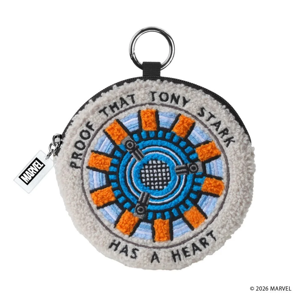 ガジェットポーチ 新デザイン、円形のアークリアクター刺繍とカラビナ付き