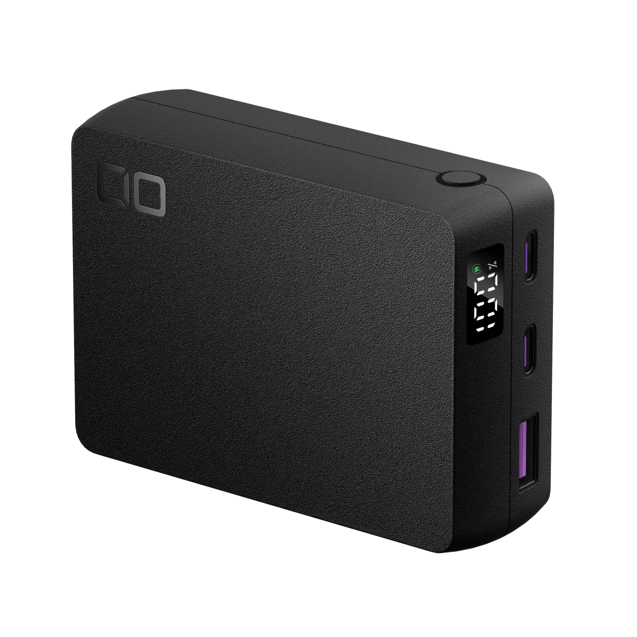 SMARTCOBY TRIO 67W SS20000mAh の黒いモバイルバッテリー、側面にUSBポートと残量表示