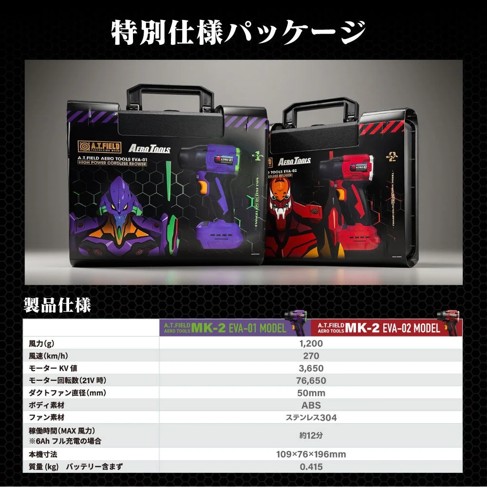 特別仕様パッケージ。EVA-01と02の黒いケース2種と製品仕様表