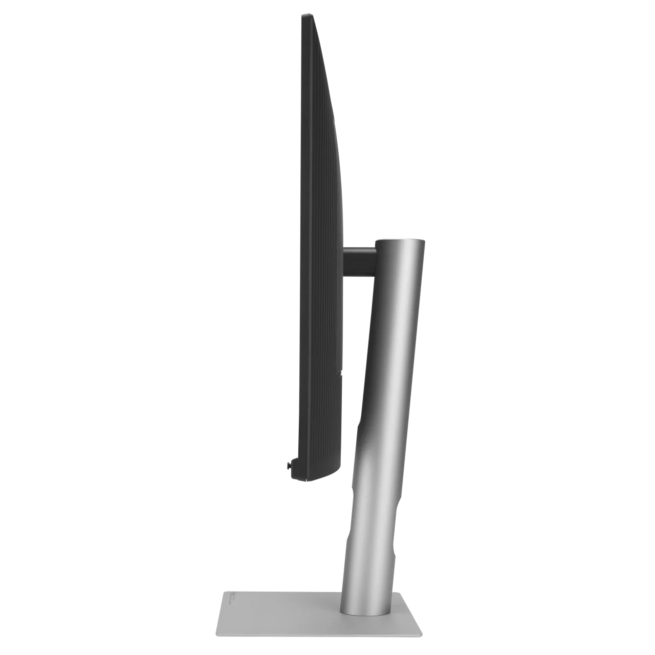 ProArt Display OLED PA329CDVを側面から見た、薄型パネルと銀色スタンド