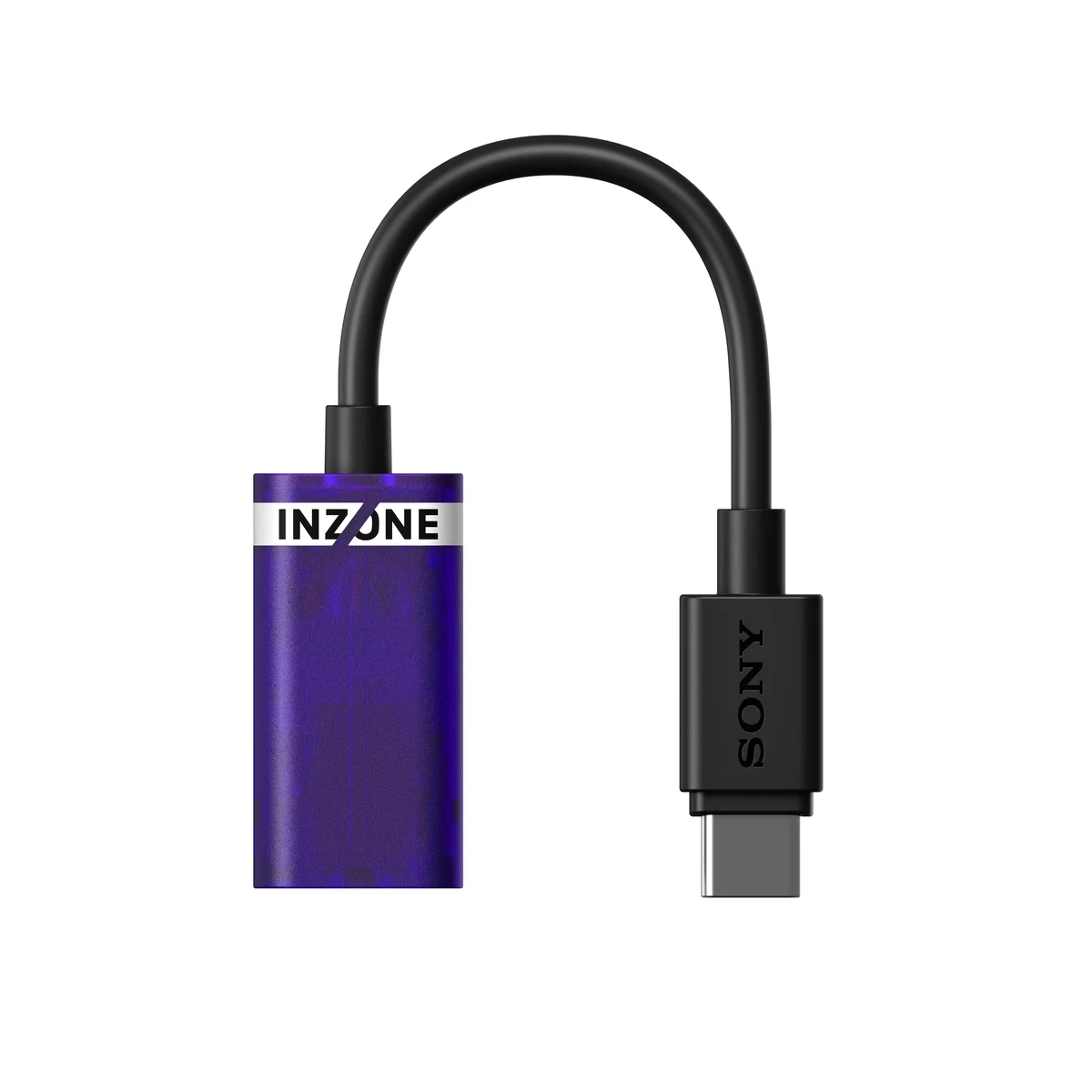 紫色の本体とUSB Type-Cコネクタを持つUSB Type-Cオーディオボックス