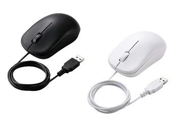 M-LO10URMSシリーズの有線マウス、ブラックとホワイト