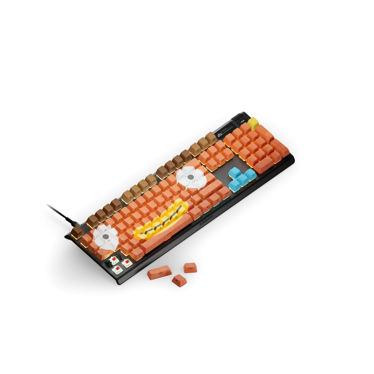 PBT Keycaps Fortnite Fishstick（US配列）を装着したオレンジ系キーボード