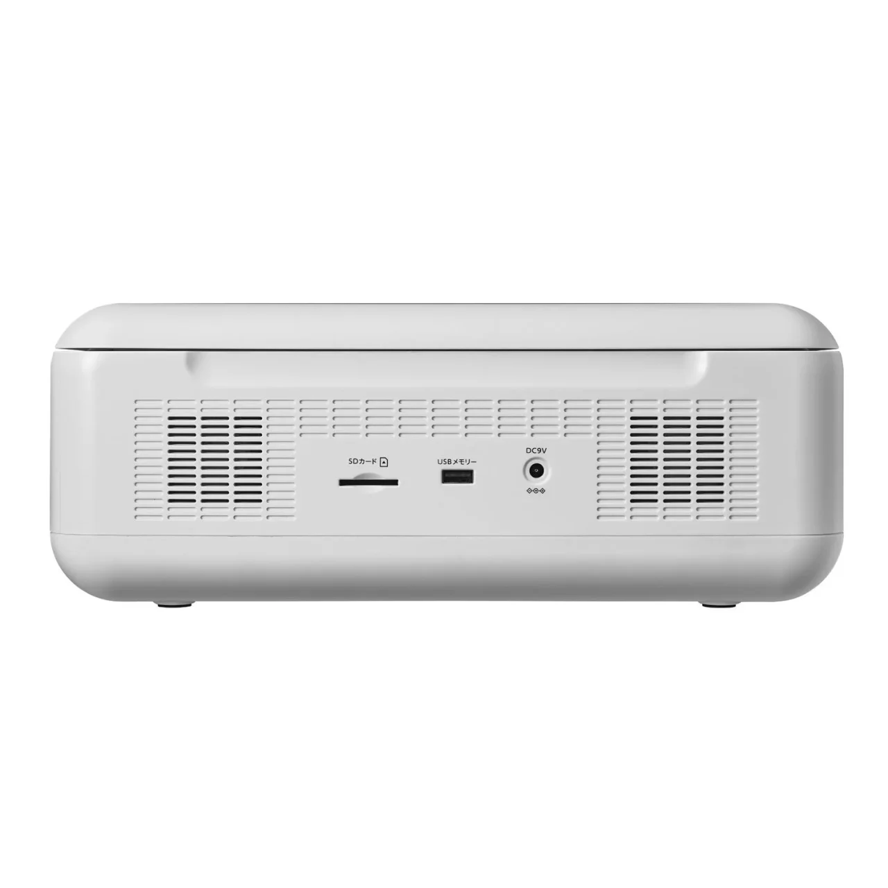 CDレコプレーヤー(CD-P1)背面。SDカード、USBメモリー端子、DC電源端子