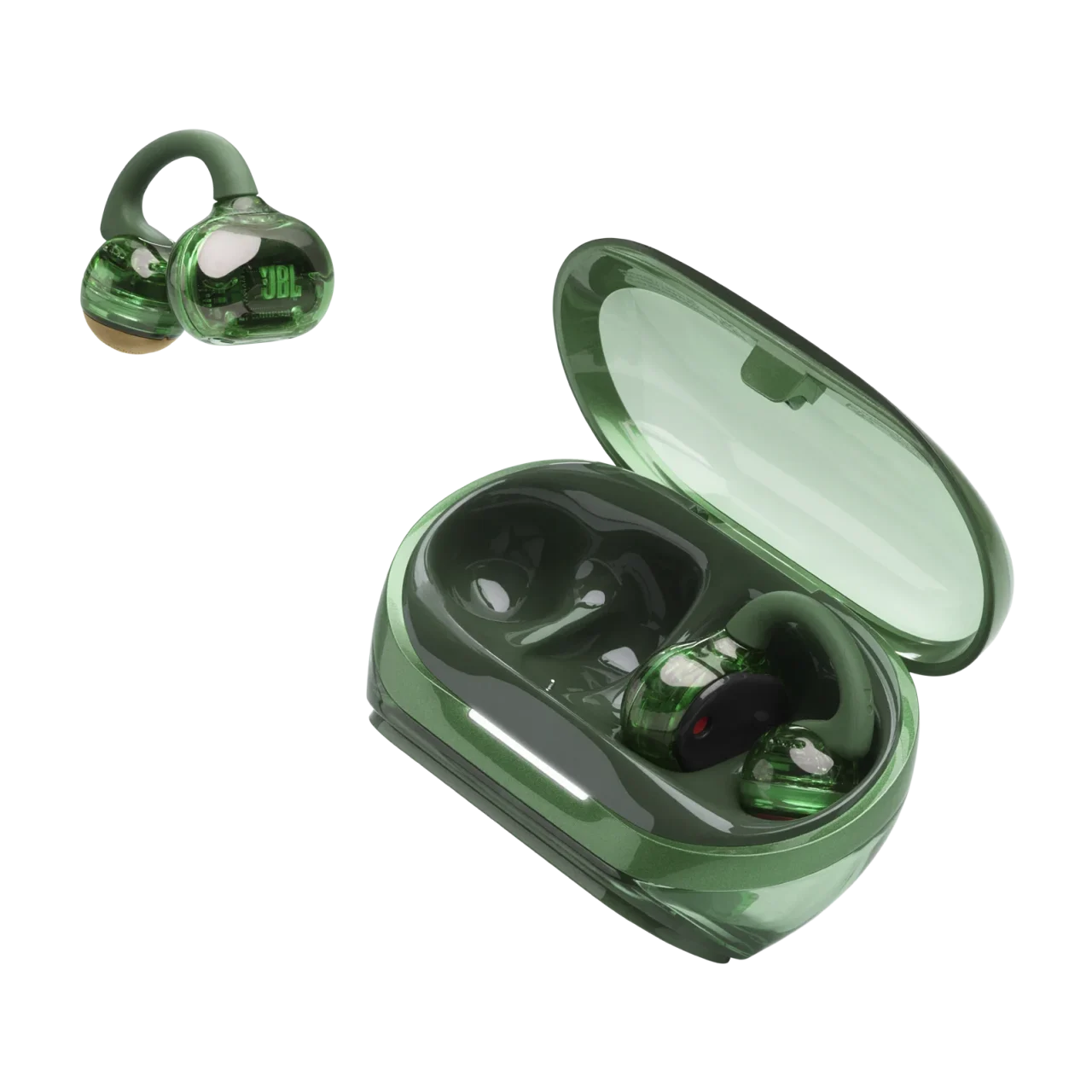JBL Soundgear Clips ジェイドグリーン（新色）のイヤホンと充電ケース