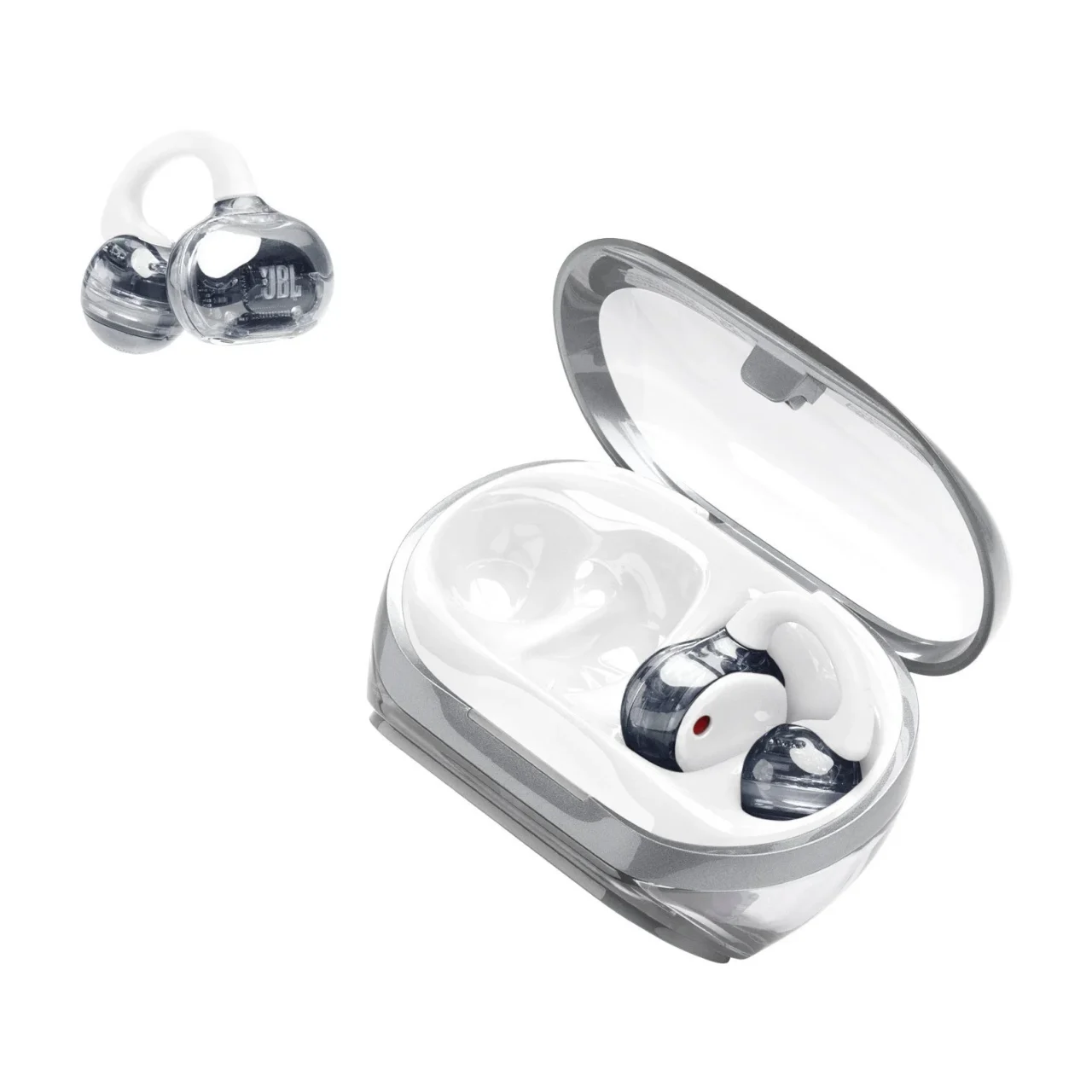 JBL Soundgear Clips ホワイト。充電ケースとイヤホン本体